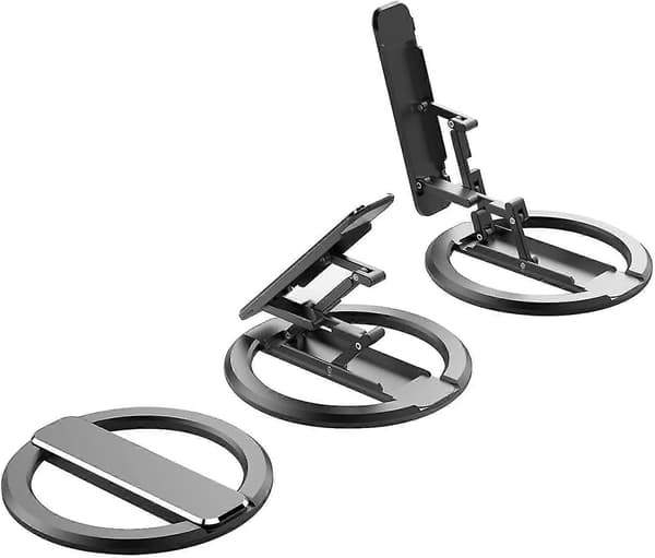 Magnetisk telefonholder foldbar skrivebordsringstøtte til Apple 12 13 Magsafe Black