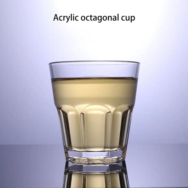 10x 170ml ölmugg, transparent åttkantig akrylmugg, vattenmugg, whiskymugg, barmugg