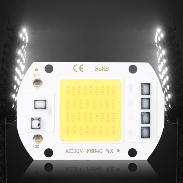 2 PCS AC110V 50W High Brightness Integrated LED Chip Light Source COB Chips 6x4cm White