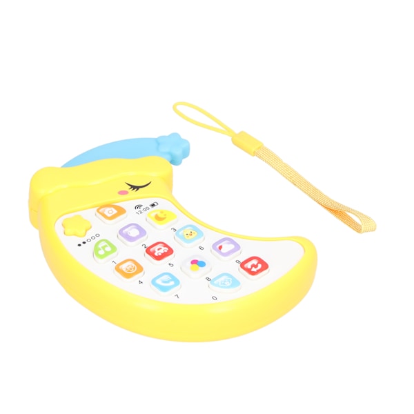Barntelefonleksaker Moon Shape Early Educational Learning Mobiltelefon med musik ljusgul