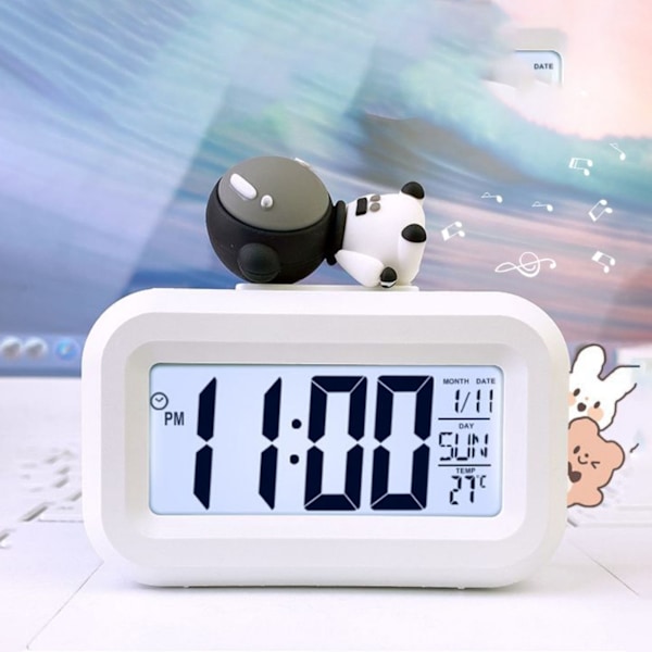 Elektronisk klocka Söt tecknad LED-skärm Desktop Elektroniskt larm Data Tidskalender Temperaturklocka Spaceman