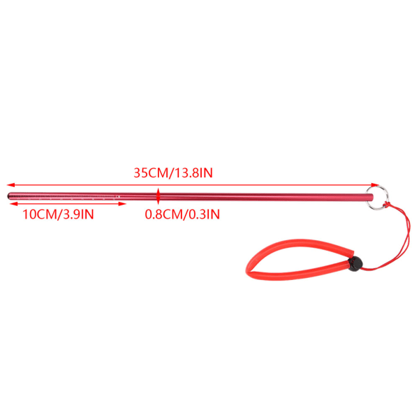 Sukellustarvike Tikutuskeppi Alumiiniseoksesta Mitta-asteikolla & Rannehihnalla (Punainen)