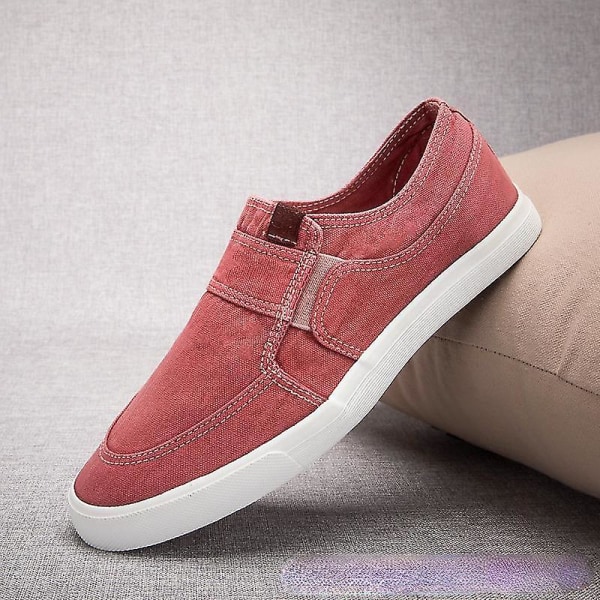 Lerretsko Pustende Slip-on Loafers Herre Joggesko Uformell Komfortabelt herresko Designersko Herre Red 43