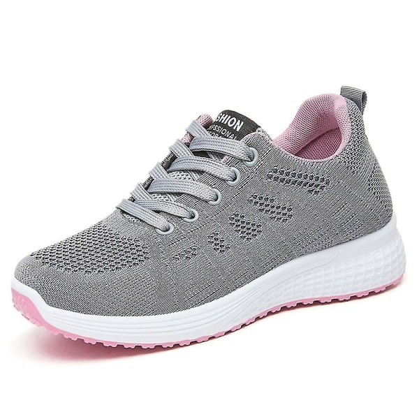 Stilfulde løbesko Dame Åndbar tennissko Casual Gym Arbejdssko Letvægts Mesh Walking Sneaker grey 36