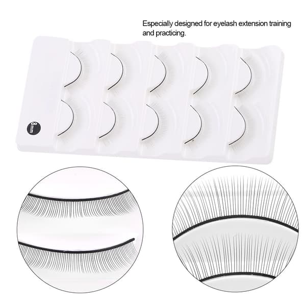 5 Pairs Practice Eyelashes False Eyelashes for Eyelash Extension Grafting Eye Makeup Training Tool