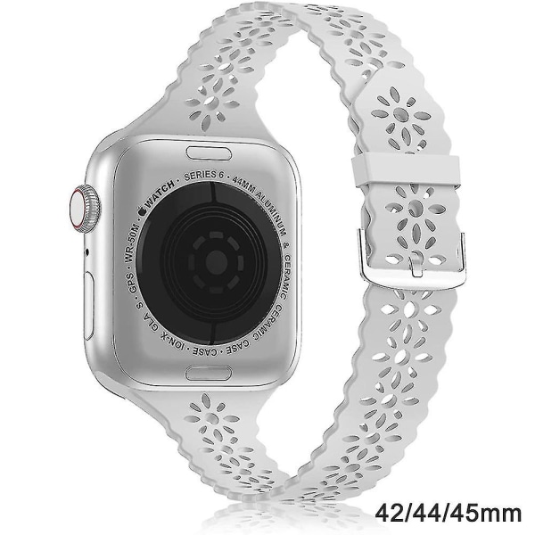 Silikon uthulet klokkeløkkebånd klokkerem for Apple Watch 5/6/7 grey