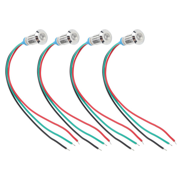4 sæt metal LED-indikatorlampe Fælles katodelampe Industrielle styringskomponenter 8mm 12-24V Rød og grøn