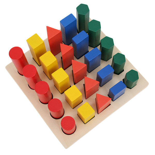 Trä baby geometriska byggstenar Färgglada baby block Game Pedagogisk leksak gåva