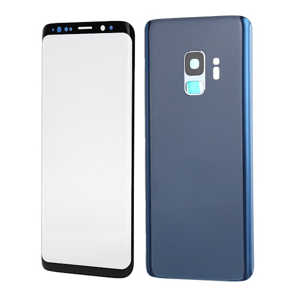 Telefon Baksida Glas Skal Framsida Skärm Glas Lins Ersättningsset för Samsung S9 G960 Blå