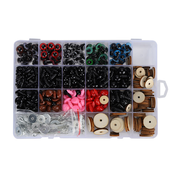 372 st Plastögon och Näs-paket Säkerhets DIY Hantverkskit Set med 50 Set Leder Förvaringslåda