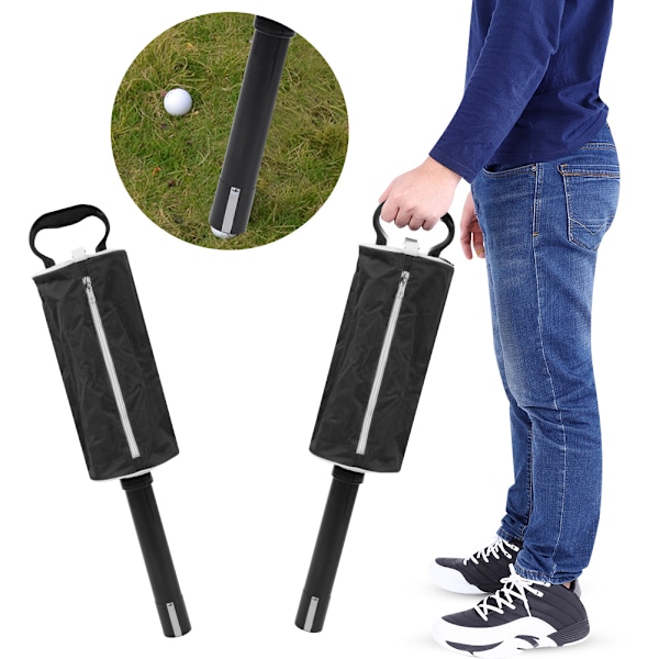 Bärbar golfbollsplockare Plock-up-väska Ficka Scooping Device Förvaringsväska (svart)