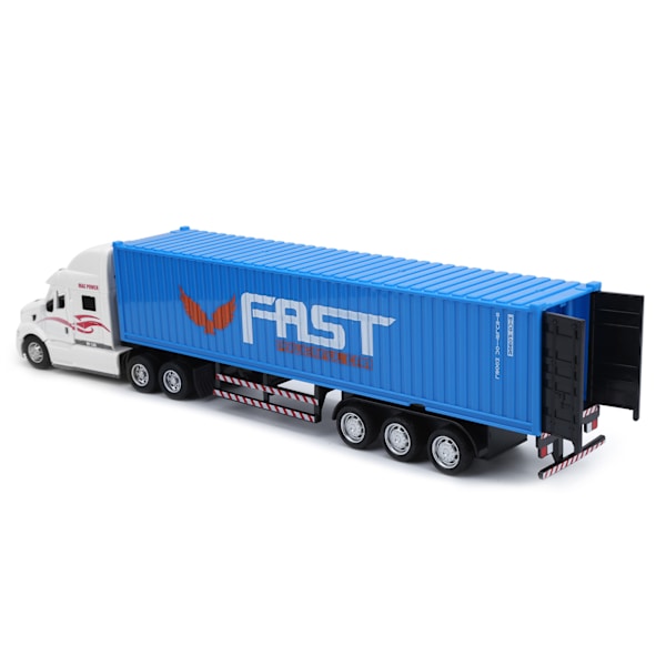 1:48 Containerbil Modellbil Lekebil PullBack Barnbil med Lys og Lyd (Hvit Blå)