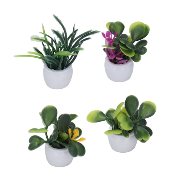4 st Dockhus krukväxt Miniatyr konstgjord blomma Tiny Bonsai för 1:12 Dockhus Trädgårdsdekoration