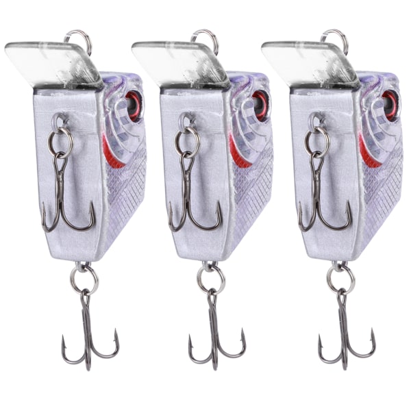 3 stk Unik firkantet form Mini Lure Kunstig Simulering Realistisk agn Fiskeutstyr2#