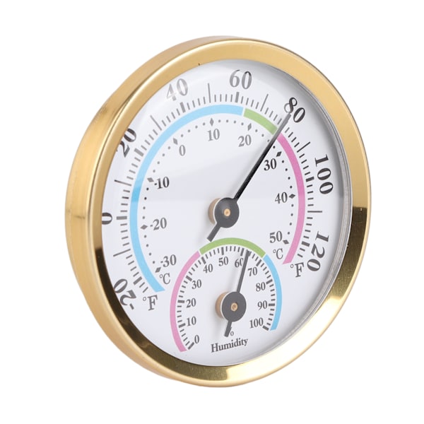 Minipekare Typ Termometer Hygrometer Inomhustemperatur Luftfuktighetsmätare Monitormätare TH103C Guld Skal Färg Framsida