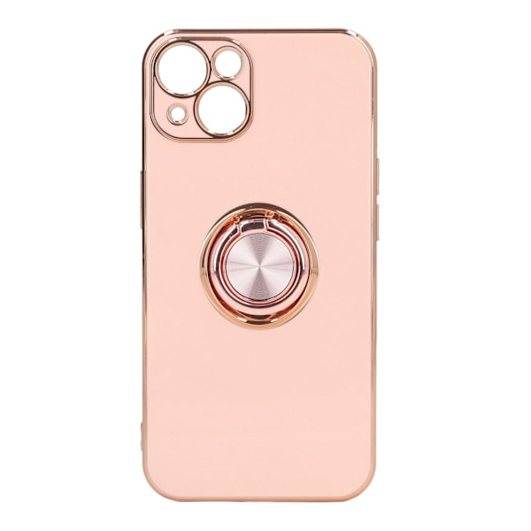Mobiltelefonetui til iPhone 13 med roseguld glitterbelagt ringstativ Ultratyndt fleksibelt TPU-telefonskall Lyserosa
