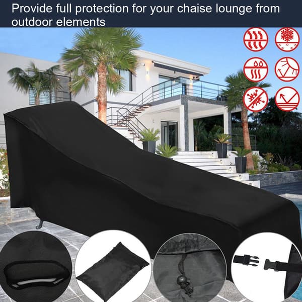 Waterproof Foldable Outdoor Chaise Lounge Chair Anti-rust (210D outer black & inner silver)