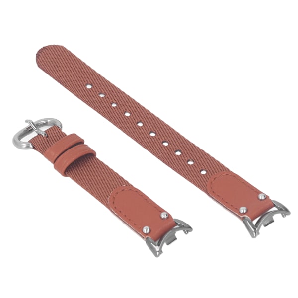 Mjukt canvas PU-läder sportklockarmband Andningsbart utbytesarmband Passar för Mi Band 8 NFC Caramel Brown