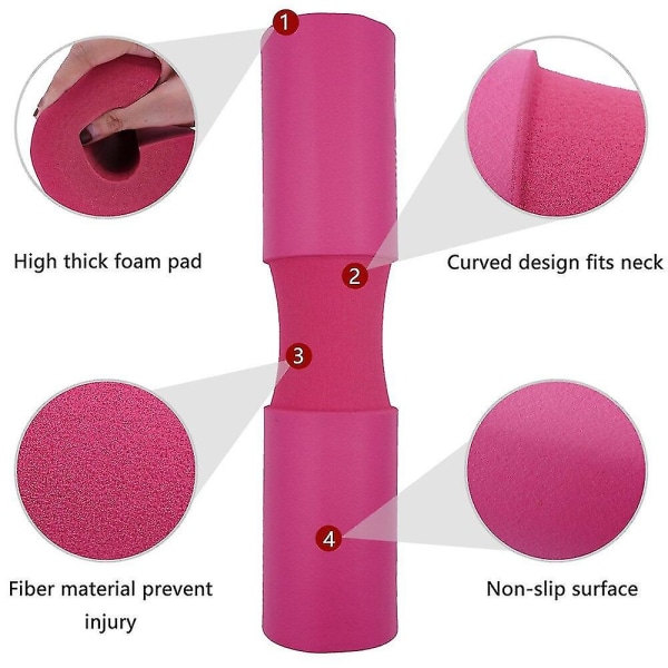 Barbell Pad Squat Pad Protector for nakke og skuldre Fitness Kroppsbygging treningsutstyr Vektløfting Knebøy Hofte Glute Bridge Pink