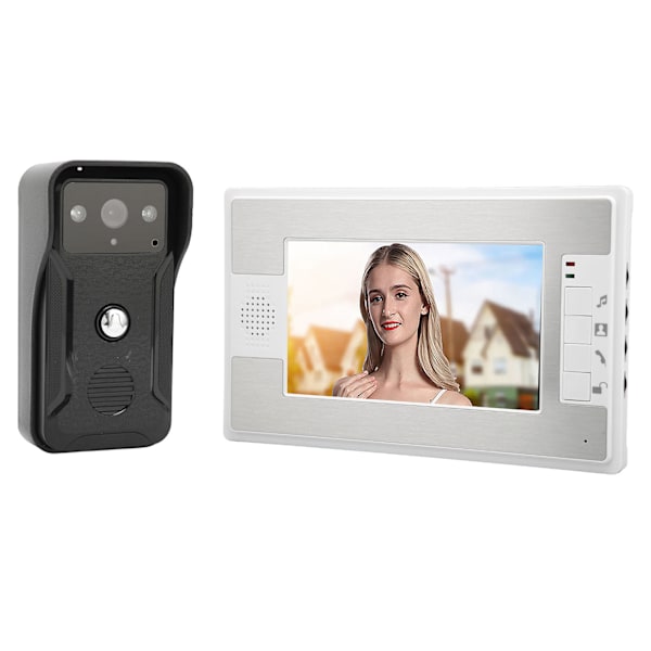 Videodørtelefon Dørklokke 7-tommer farve TFT LCD Nattesyn Video Intercom Monitor til Hjemmesikkerhed 100‑240V UK-stik