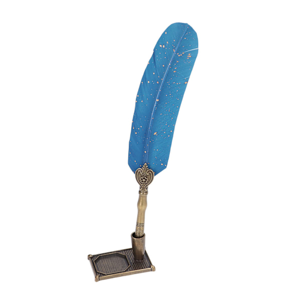 Kalligrafipen Retro Elegant Holdbar Slidstærk Praktisk Attraktiv Dekorativt Skriveværktøj til Hjemmet Påfugleblå