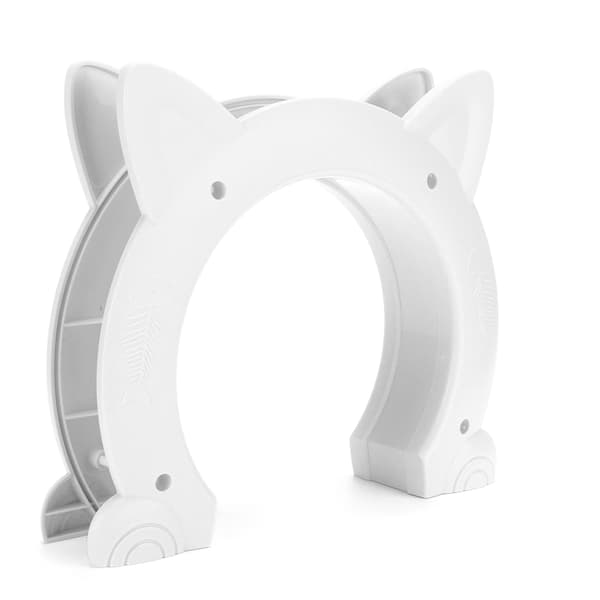 Cat Door Interior Cat Head Shaped Plastic Pass Through Door for Cat with Fishbone Pattern (White)