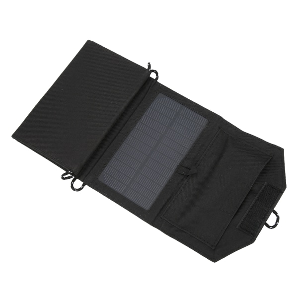 7,2W Solpanel Foldbar Bærbar Solar Opladningspanel med USB-interface til telefonopladning Sort