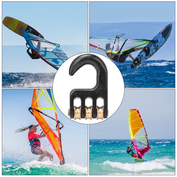Sort aluminiumlegering universal windsurfing rig løftekrog 3 ruller hardware tilbehør[LD]