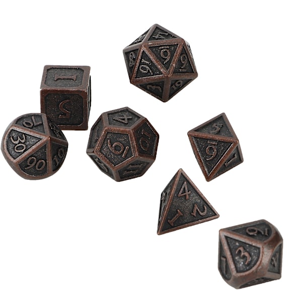 7 kpl metalliset vintage-polyhedral-nopat epäsäännöllinen muoto pöytäpelien nopat