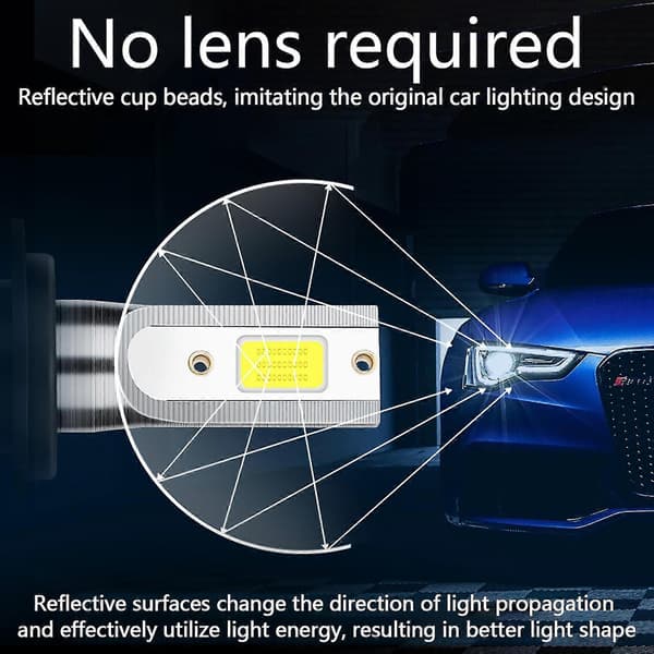 LED-frontlykter 9012/HIR2 6000K kaldhvit, IP68 vanntett, 2 stk Valkoinen