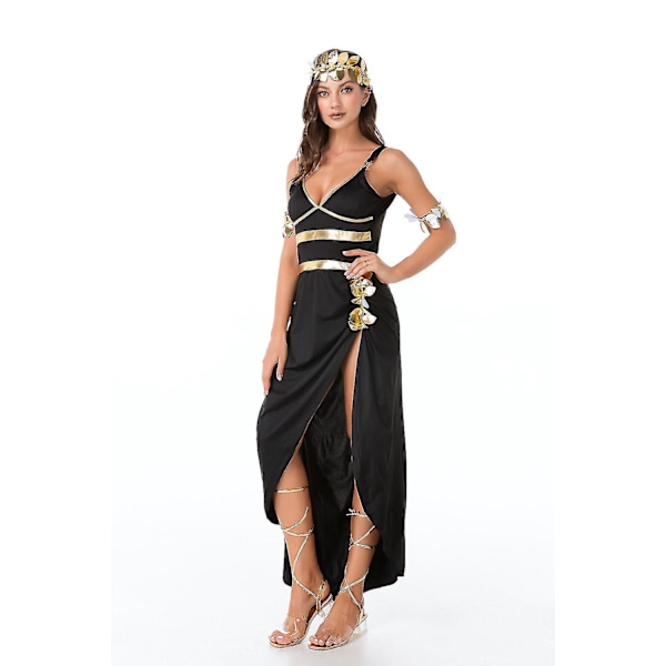 Egyptisk Kleopatra Prinsesse Kostyme for Kvinner - Sexy Svart Toga Kåpe Kjole
