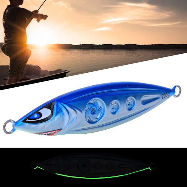 200g Jigging 3D Noctilucence Kunstig Fiske Agnsfisk Saltvanns Fiskeverktøy
