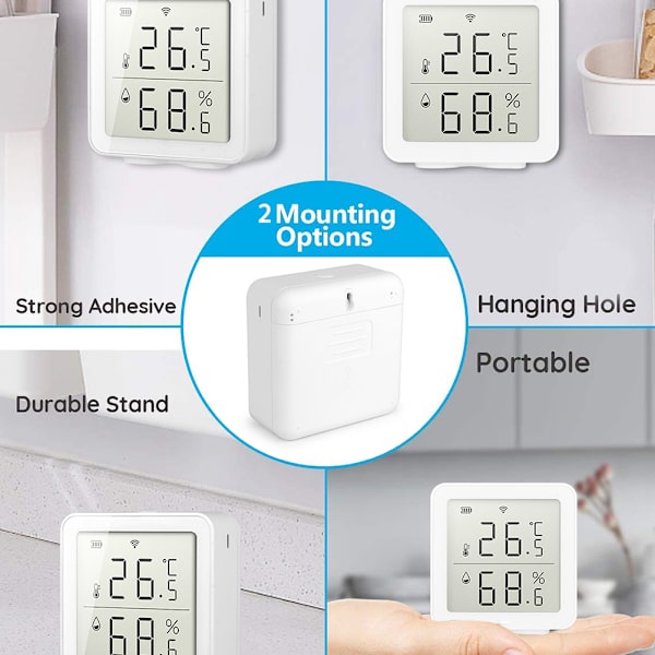 Smart WiFi Fuktighetssensor Hygrometer Utomhus inomhustermometer Digital LCD-skärm Temperaturfuktighetsmätare