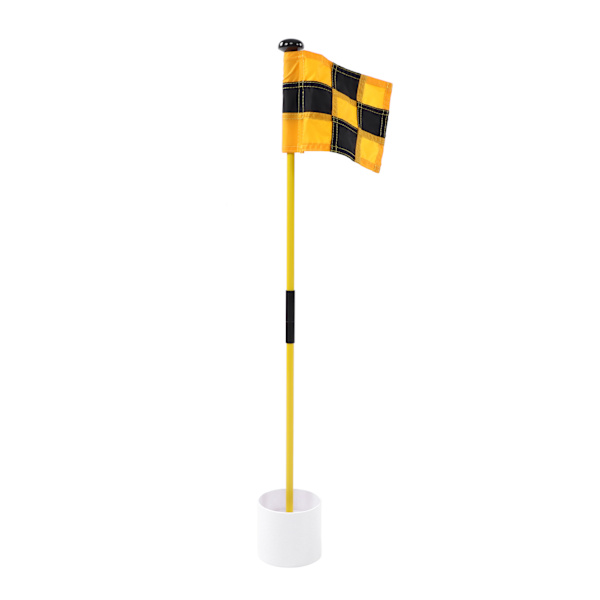 Golf flagstang Bærbar 3 fod Golf flagstang Flag hul Cup Sæt 2 sektioner Design til indendørs udendørs Gul og sort gitter
