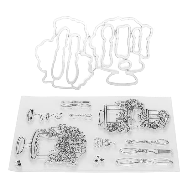 Transparent Stempel TPR Preget Scrapbook Servisemønster Dekorasjon med Knivform