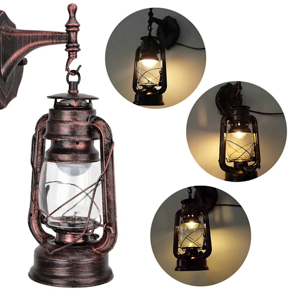 111-240V retro-stil lampe lys antik jern vegglampe armatur for kafé bar hall rød bronse