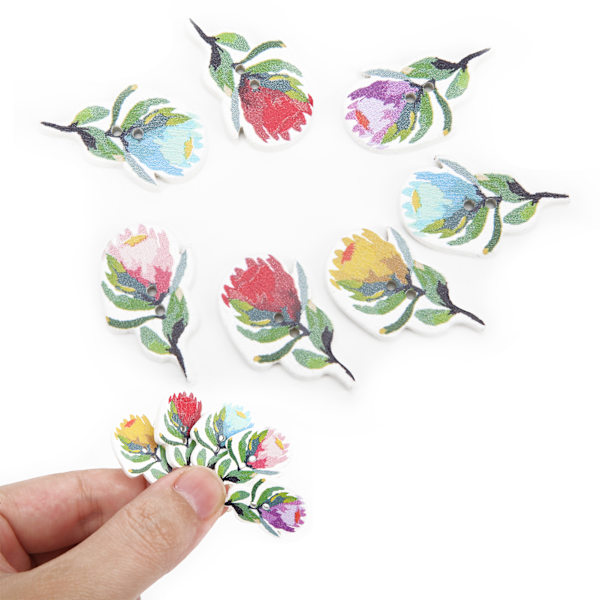 200 stk. blomsterformede treknapper, blandet dekorativ knapp, 2-hulls knapper for sying