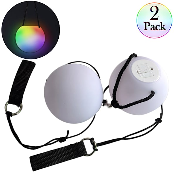 2 st Poi Balls LED Ball Balls 9 Mode 7 Color Light Poi Ball