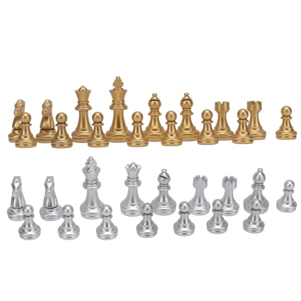 32 stycken schackmän schackpjäser med 1,93 tum kungfigurer PS för vuxna barn leksak guld och silver