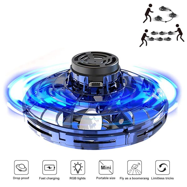 Pyöreä lentävä lelu Mini käsikäyttöinen drone LED-valoilla UFO lentävä lelu