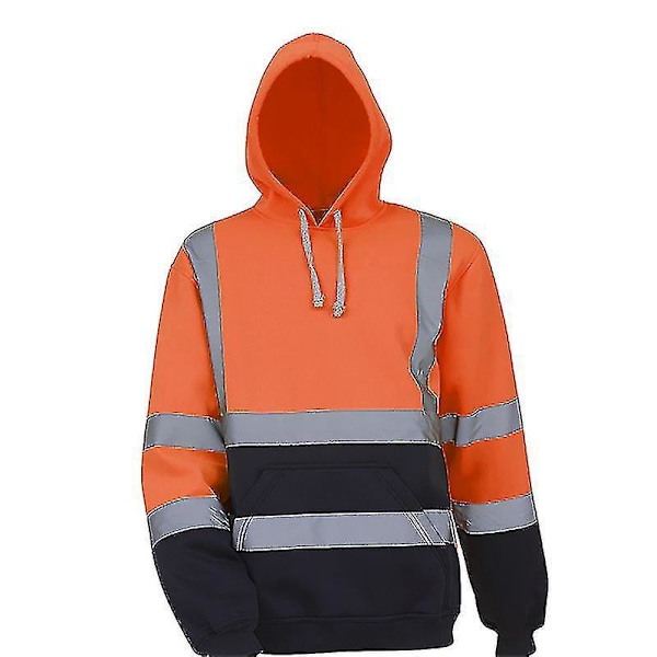 Heijastava turvallisuus työtakki huppari miehille - Korkea näkyvyys, Oranssi, 2XL