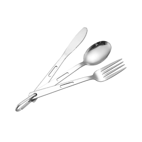 Camping Bestickset Middagsbestick Metall Bestick Kompatibel med Vandring Backpacking Kök Silver