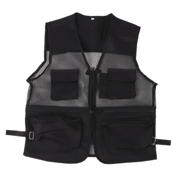 Military Vest Durable Breathable Multi Pocket Mesh Fishing Vest for Outdoor ActivitiesXXL Black