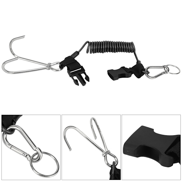 Rustfritt stål Marine Sports Reef dobbelkrok med fjærtau for dykking Scuba AccessoriesTransparent Svart