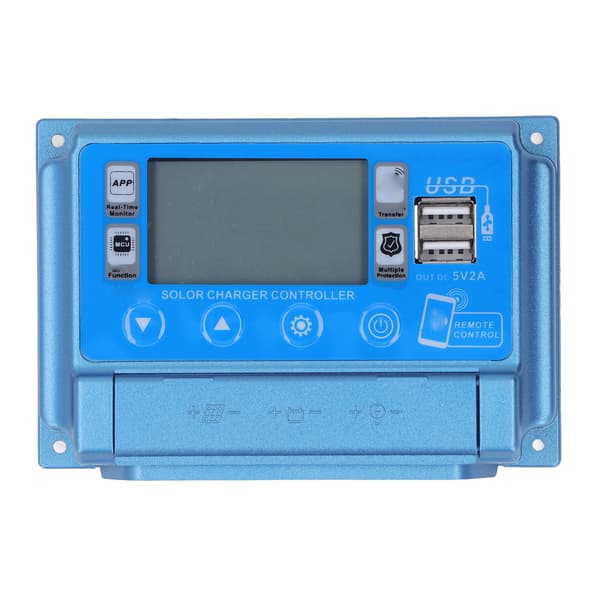 MPPT Solar ladekontroller 12V 24V 36V 48V 60V Selvadapterende Dobbel USB solcellepanelregulator med Bluetooth 60A