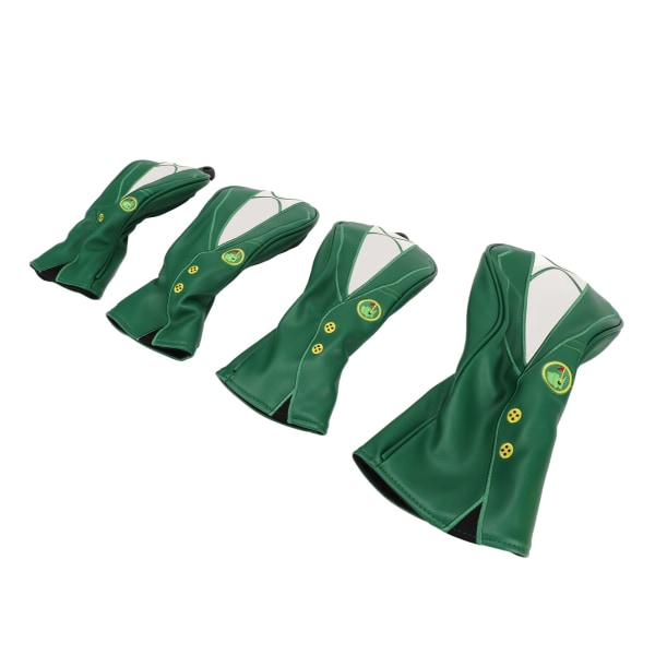4 stk golfkøllehodetrekk sett treklubbe vanntett PU tilbehør grønn jakkemønster tykk plysj