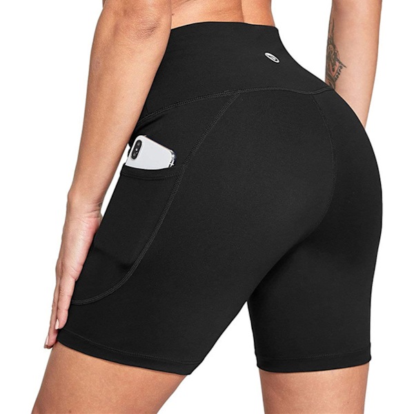 High Waist Athletic Shorts Höga elastiska underkläder för Gym Yoga Running Workout Fitness Black XL