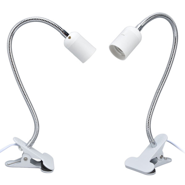 White Table Lamp Holder E27/E26 Single White Head 360 Degree Adjustable Durable Material Clip Lamp Holder 100‑240V US Plug