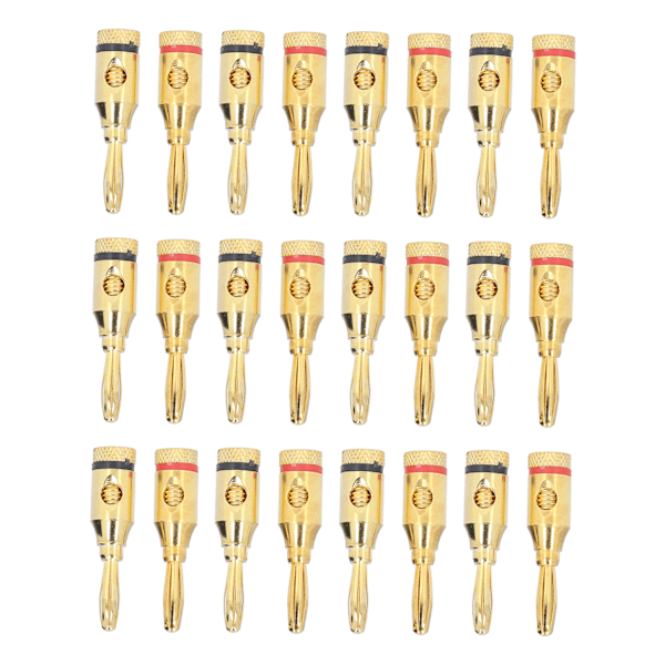 24 st/set guldpläterade bananpluggar Snabbkopplingar Universal för bil 12 till 18 AWG högtalarkablar