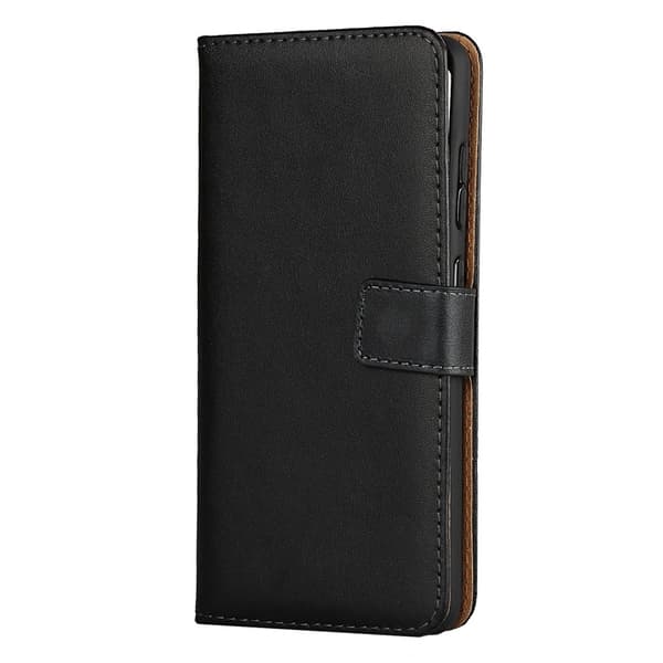 Samsung Galaxy A52 / A52s Pung etui i ægte læder Sort Black Svart